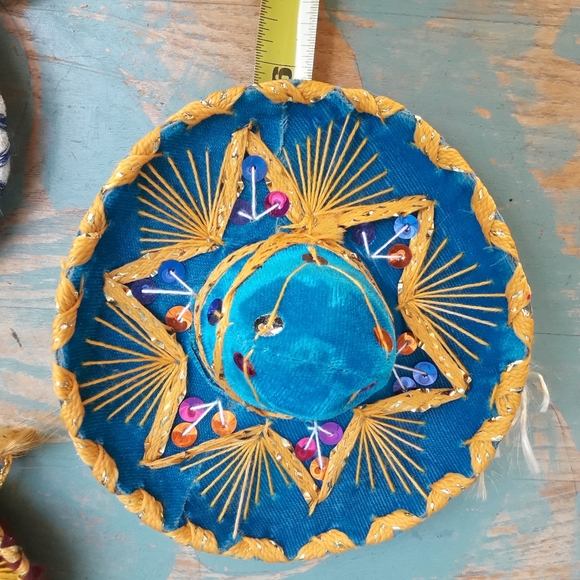 Hats 3 handmade sombreros Miniature  Mexican Hats Christmas Decorations Velvet - Picture 7 of 8